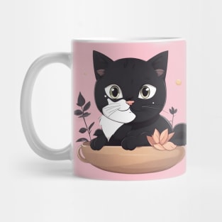 beautiful black kawaii cat Mug